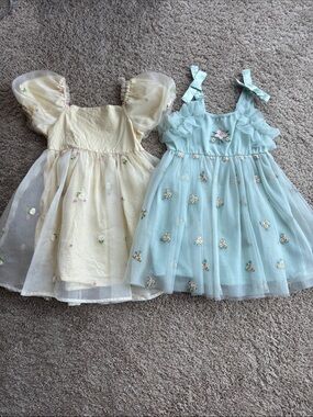 Girls' Pale Blue Floral Tulle Dress - Kids
